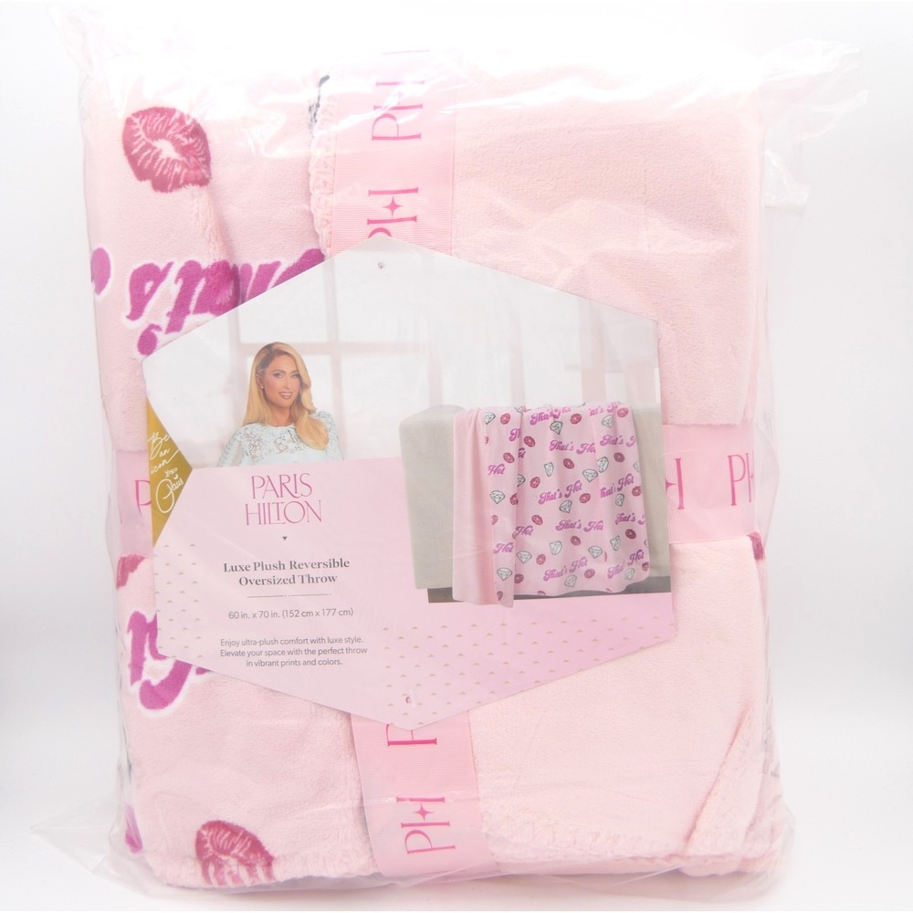 Paris Hilton Luxe Plush Reversible Oversized Throw 60" x 70" That's Hot 35982